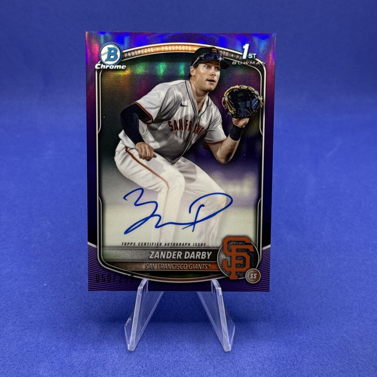 2025 Bowman Chrome Zander Darby /250 Purple Refractor Auto #CPA-ZD - Giants