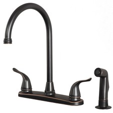 Two Handle High Arc Kitchen Sink Faucet with Side Sprayer Oil Rubbed Bronze