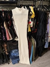 zara cream white knit maxi dress crochet size small