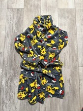 Pokemon Pikachu Boy's Fleece Bathrobe in Gray, Size 10-12