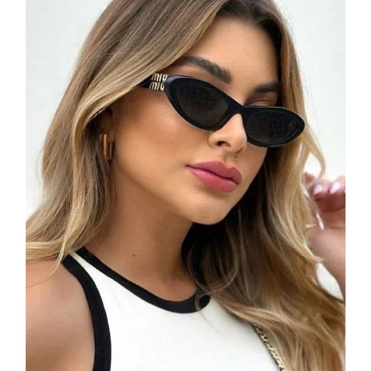 Miu Miu MU 09YS 1AB5S0 Black Gold Women Sunglasses Fast for