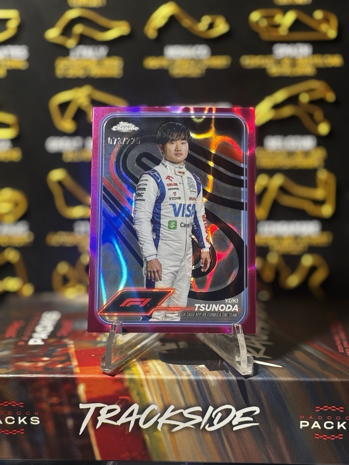 2024 Topps Chrome Formula 1 - Yuki Tsunoda #17 Fuschia Lava Portrait /225