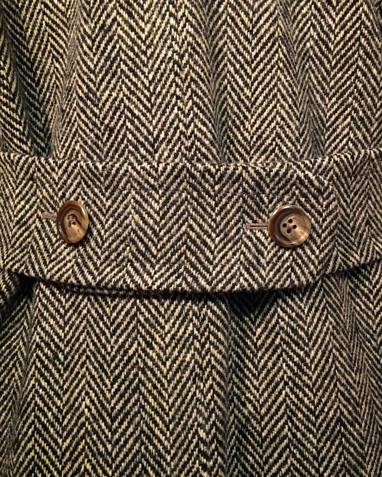 Abrigo largo vintage para hombre formal negocios pico ancho solapa tweed espiga abrigo Foto 2 de 4