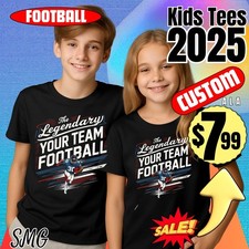 Youth 2025 Football Shirt, Kids Black Cotton Tee, Summer Sports Fan Gear S-XL
