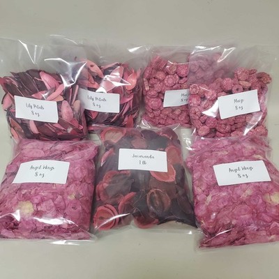 Hot Pink Unscented Potpourri Mix, Angel Wings, Jacaranda, Lily Petals, and Maize