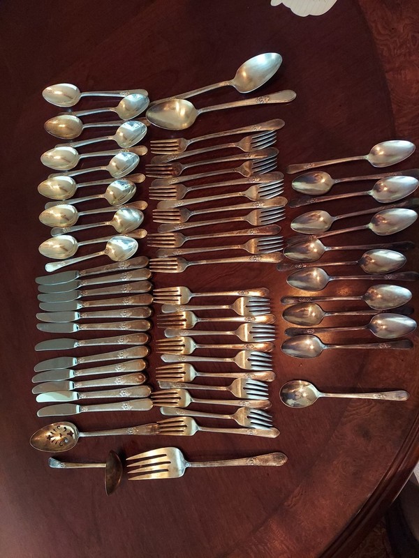 66 Piece 1847 Rogers Bros Adoration Silverplate Flatware Silverware Set