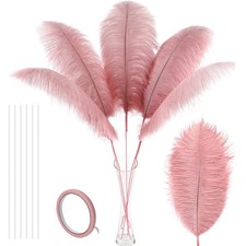 10 PCS 34-Inch Extra Large Lotus Pink Ostrich Feathers for Tall Vase Decor