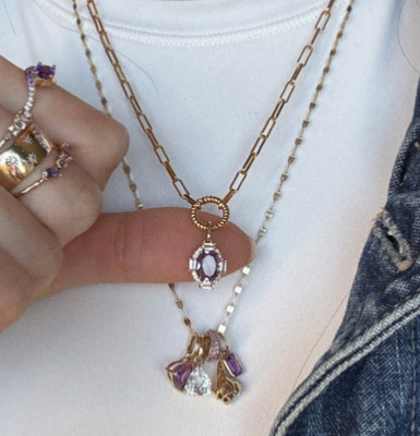 Local Eclectic Amethyst Solid Gold Charm