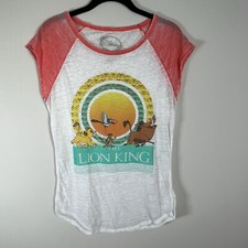 Vintage Disney The Lion King Burn Out T-Shirt White Graphic 90's Womens Sz Small