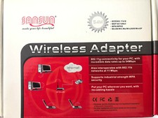Sansun Wireless Adapter SN-W7054 USB WiFi Adapter, Includes CD, USB, NEW