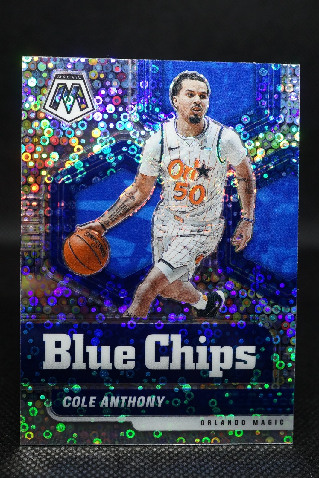 2020-21 Mosaic Cole Anthony BLUE CHIPS Fast Break Disco #11 MAGIC + CARD SAVER