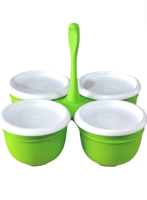 Tupperware Blossom Condimate Set Lime Green 4 Bowls with Lid