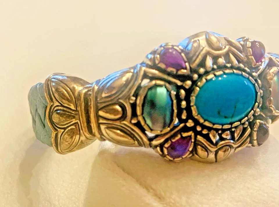 Brazalete Carolyn Pollack Turquesa Abulón Amatista Plata de Ley 925 Foto 3 de 4