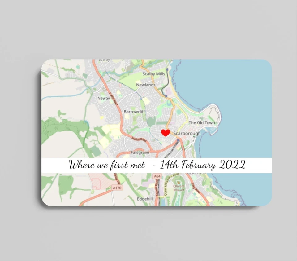 Valentines Day Gift Personalised Wallet Card Where We Met Map