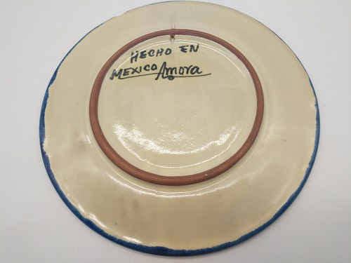 Amora hand-painted pottery plate Mexico colorful man 10 inches diameter - Picture 8 of 10