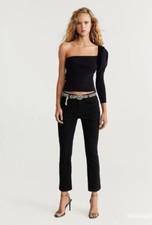 Mango Women Black Knitted Assymetrical One Shoulder Top MEDIUM BNWT UK8/10 BNWT