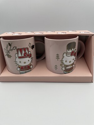 Blue Sky Hello Kitty Christmas NutCracker Handed Painted 17oz Mug Set NEW