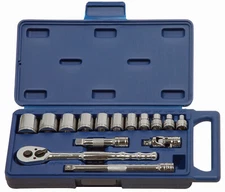 15pc 1/4-7/8" 3/8" Drive, 6 Point Chrome Socket & Drive Tool Set Williams 50663