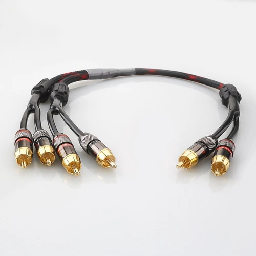 2RCA Male to 4 RCA Male Dual Y Speaker Adapter Wire Stereo HiFi Video Audio Wire - Picture 3 of 9
