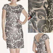 Adrianna Papell Berry Sheath Mini Dress w Lace Overlay & Cap Sleeves Sz 14