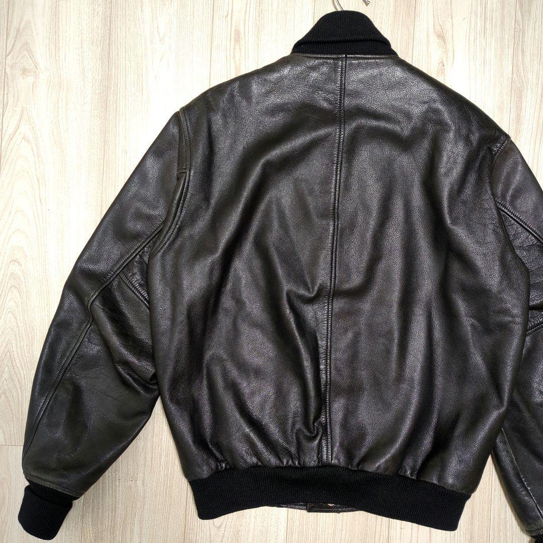 90S Leather Award Jacket Varsity Cow Cowhide All Black No 90S Leather Award Jacket Varsity Cow Cowhide All Black No