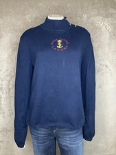 Vintage Lauren Ralph Lauren Knit Sweater Womens Size L Anchor Crown Navy Blue
