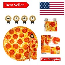 Novelty Pizza Blanket 47 inches - Soft Flannel Blanket for Snacks and Laughs