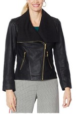 Iman Leather Jacket Genuine Soft Lamb Leather Moto Coat Jacket ~black (3xl)