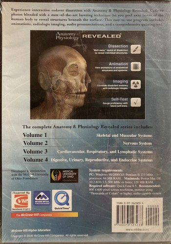 Anatomy & Physiology Revealed Cadaver Dissection McGraw Hill CDs Vol 1 and 2 NEW - Picture 3 of 5