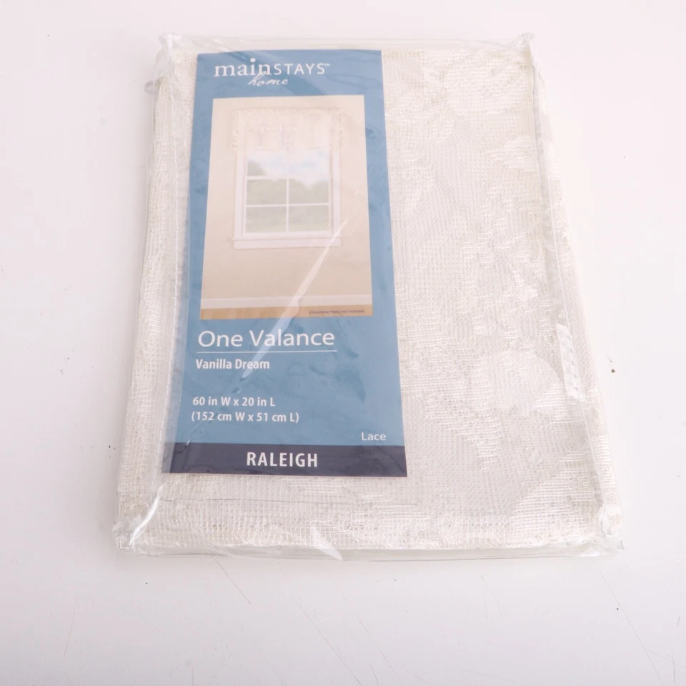 Mainstays Home Lace Valance RALEIGH Vanilla Dream 60” Wide 20” Long - Image 2 of 4