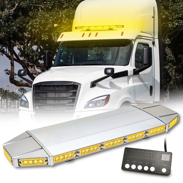 64 Led Roof Top Emergency Strobe Lights Warning Amber Light Bar Tow