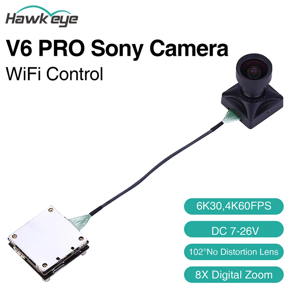 Hawkeye V6 PRO 6K Sony Recorder Camera WiFi control DC 7-26V 8X Digital zoom - Image 4 of 4