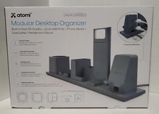 Atomi Modular Desktop Organizer, LED Light Dual Outlets Phone Charger & More.