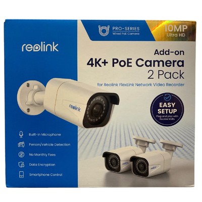 Reolink 10MP Add-On Outdoor Network Bullet Camera 2PK, NVC-B10M2PK