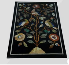 30"x24" black Marble Table Top inlay Pietra Dura coffee table home wall decor