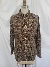 Women's J. Crew Leopard Print Long Sleeve Button Down Fitted Shirt Size Small