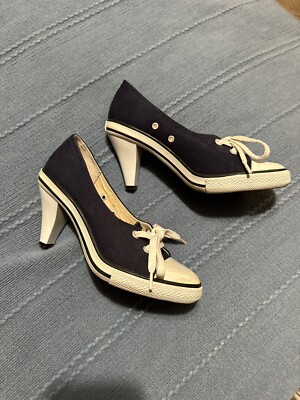 Converse Chuck's Sister All Star Pumps 3'' Heels Sneakers Women's Size 4.5 Navy