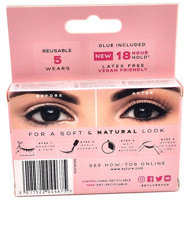 2 Pack Eylure 3/4 Length Naturals 003 False Lashes Featherlight W/ Adhesive - Image 3 of 4