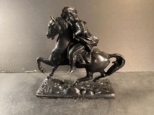 Vintage Cast-Iron Horse/Cavalier-Soldier Statue/Figure Height: 9-3/4  
