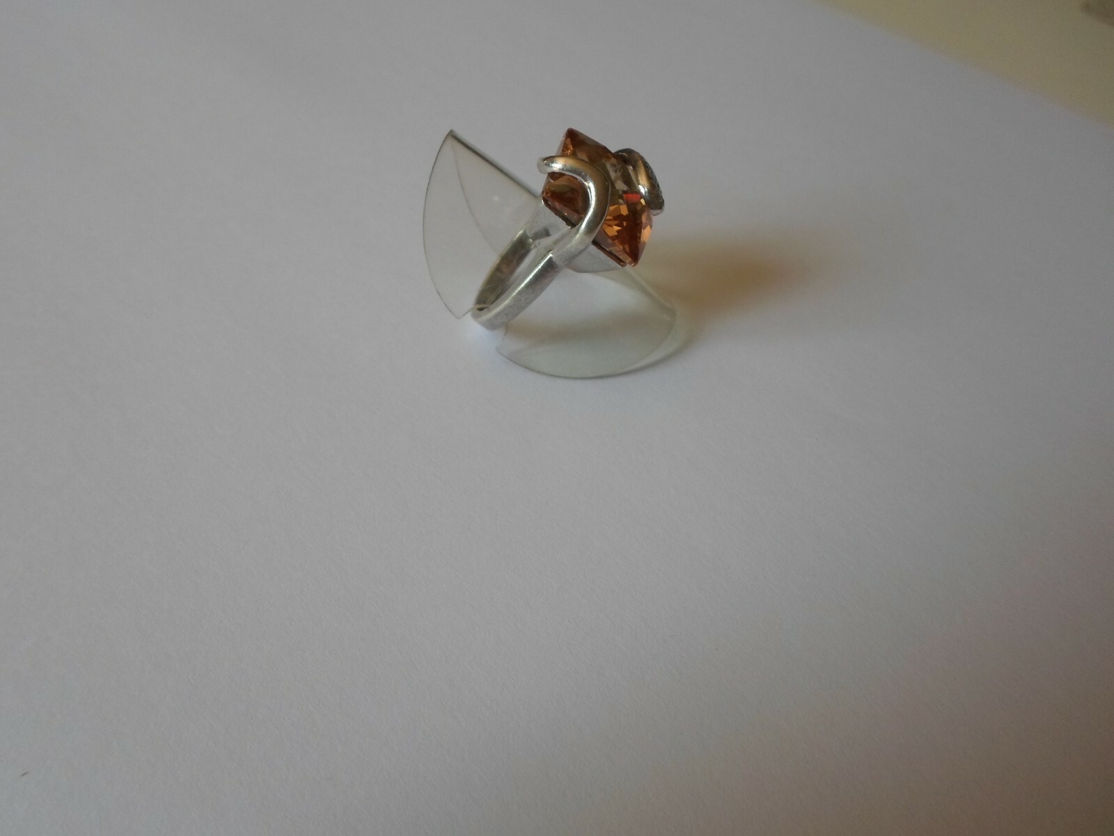 solid silver ring, orange square, snake head, siz… - image 4