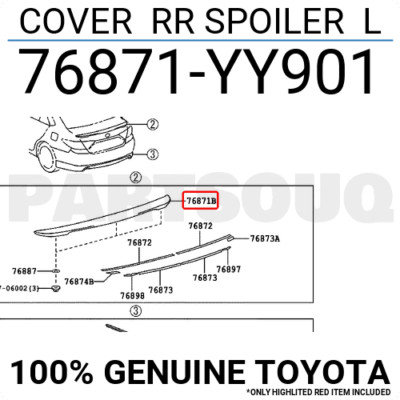 76871YY901 Genuine Toyota COVER RR SPOILER L 76871-YY901 | eBay