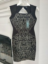 GUESS by Marciano Dress sz S Metallic Pattern New with tags $228 Zara Black Gold