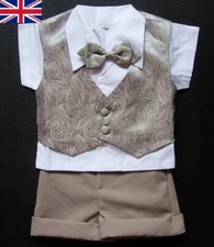 Shiny Brown Paisley BABY BOY OUTFIT Special Occasion Suit Formal Wear Wedding