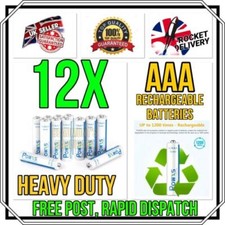 12 x AAA High Capacity 800mAh Rechargeable Batteries *Free Post, Rapid Dispatch* 0.83 per battery