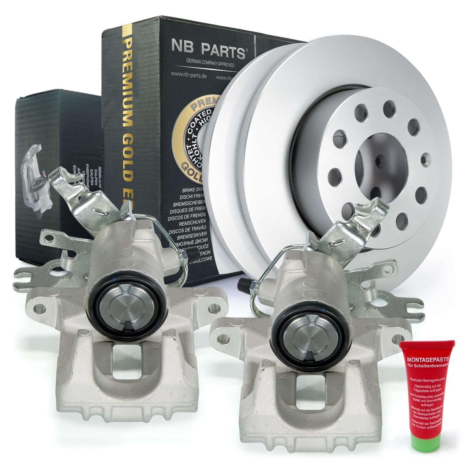 Brake calipers brake discs full 256mm set rear VW Caddy III for PR-No: 1ZE 1LJ