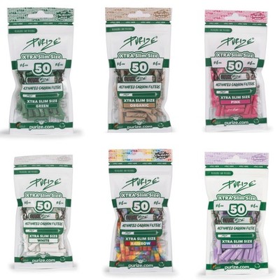 PURIZE 50 XTRA SLIM SIZE Aktivkohlefilter | 6 mm | Alle Farben | Beutel
