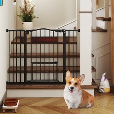 Extra Wide Pet Gate with Small Door for 74-104cm Openings Black