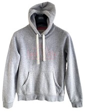 JACK WILLS Fleece Hunston Hooded Sweatshirt UK 12 Grey Pink Boxy Chunky Cotton M