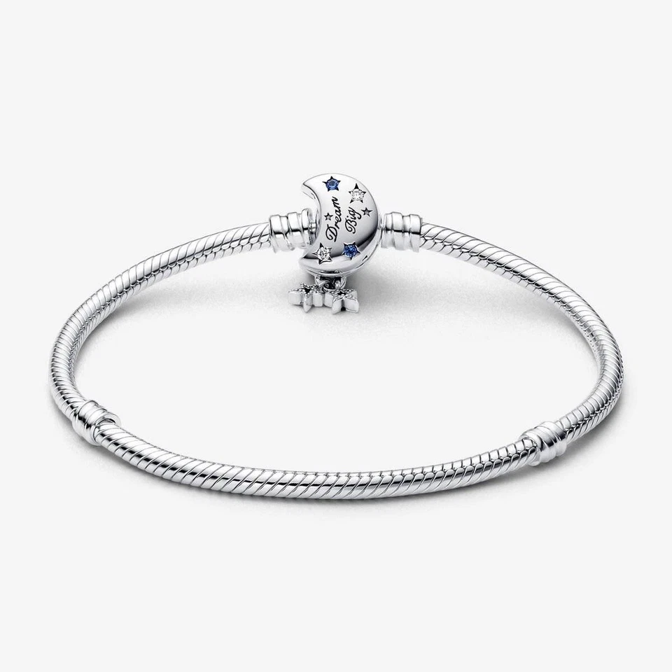 Bracciale Pandora Moments Con Chiusura a Luna 592819C01 Bracelet Argento Blu - Immagine 3 di 3
