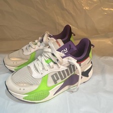 PUMA RS-X Kids Sneakers White Green Purple Mesh Size 5.5C 373329-01